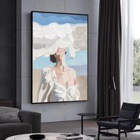 On Canvas Hand Painted Abstract Fashion Figure Abstract Oil Painting Hallway Hotel As