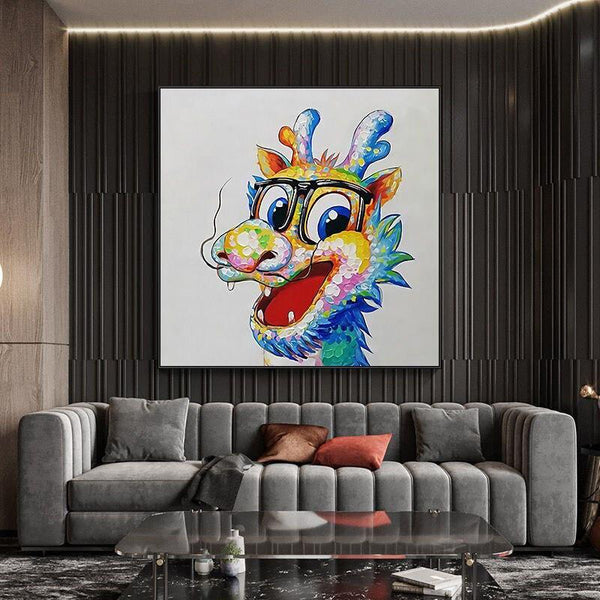 Hand Painted Oil Painting on Canvas A Lovely Dragon Hotel Decor Modern Unframed