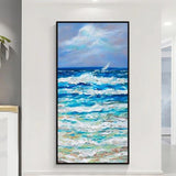 Hand Painted Abstract Wall Art Seascape Minimalist Modern On Canvas Decor Office