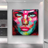 Modern Francoise Nielly Style Knife Abstract Portrait Face Hand Painted On Canvas Figures