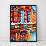 Hand Painted Venice Landscape Abstract Knife Painting Modern Canvas Painting