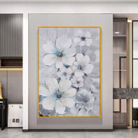 Modern on Canvas Wall Art Light Blue Flowers