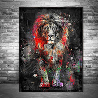 Hand Painted Modern Street Art Oil Painting Lion Animal Abstract Canvas Painting Decoratives