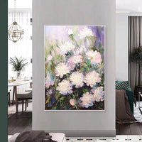 Modern Simple Abstract White Flower Hand Painted Oil painting Home Canvas As