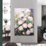 Modern Simple Abstract White Flower Hand Painted Oil painting Home Canvas As