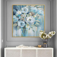 Hand Painted Abstract Flowers Art Oil Painting On Canvas Wall Adornment Painting