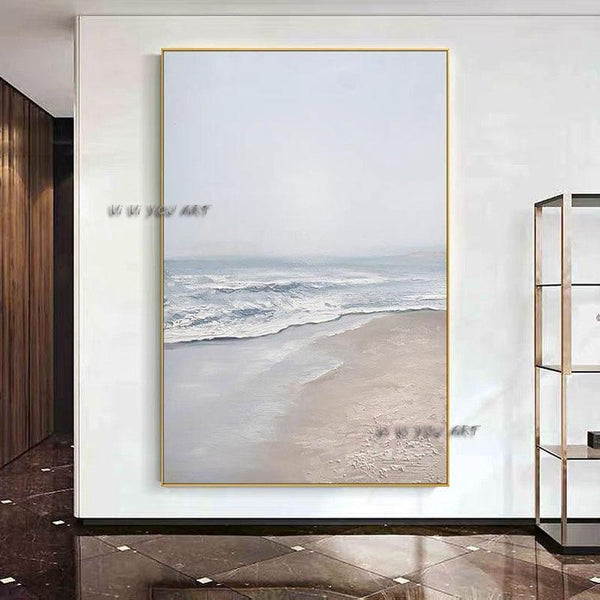 Hand Painted Modern Sea Wave Beach Decorative Canvas Painting Nature Seascape