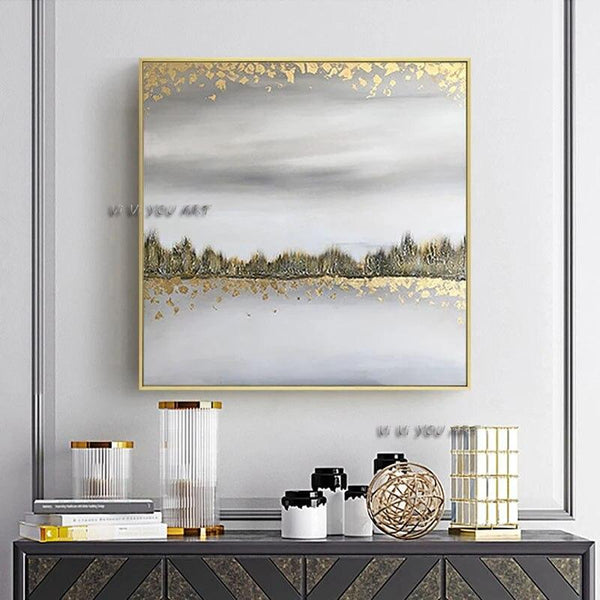 Hand Painted Painting Abstract Room Painting Modern Minimalist Decorative Painting Light Luxury Gold Foil Entrance Decorative