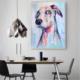 Modern Cool Dog Animal Hand Painted Canvas Oil Paintings Wall Art Mural