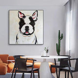 Hand Painted Abstract Oil Painting Cute Dog Canvas Modern Animal Minimalist