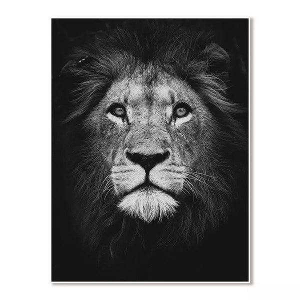 Hand Painted Black White Animals Art Lions Canvas Arts Home Wa