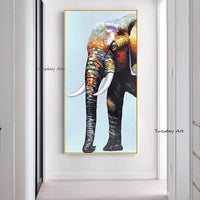 Oil painting On Canvas Abstract Animal Elephant Hand Painted Acrylic Colourful Wall Art Painting