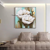 Hand Painted Oil Painting Flowers Abstract Painting Contemporary Art Textured Design Artworks