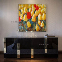 Hand Painted Modern Abstract Romantic Flower Tulip Canvas Painting Hanging Painting