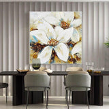 Hand Painted Modern Wall Art Beautiful Magnolia Flower Oil Painting Hand Painted White Flower Oil Painting