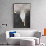 Hand Painted Modern Abstract Oil Painting Thick Texture Black GOLD Grey Art Wall Painting Original ARTWORK