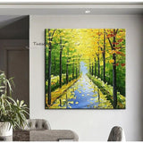 Hand Painted Oil Paintings Knife Street Landscape Abstract Wall Art Canvas Painting