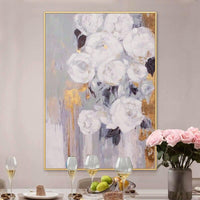 Hand Painted Oil Painting on Canvas New Hand Painted Knife White Rose Flower