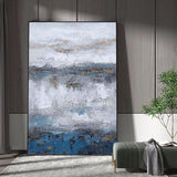 Hand Painted Oil Painting Contemporary Simple Gray Abstract Landscape Thick Canvas