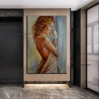 Abstract Hand Painted Morning Oil Painting Sexy Nude Lady Woman Canvas Wall Art for Hotel Bedroom Home Gallery Decor