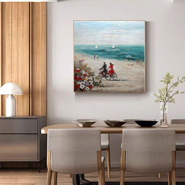 Hand Painted Knife Painting With Popular Art Beach Landscape Artworks Abstract Painting On Canvas Decor