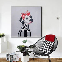 Style Cute Animal Canvas Art Hand Painted Oil Painting Funny Cartoon Animals For Kids Room