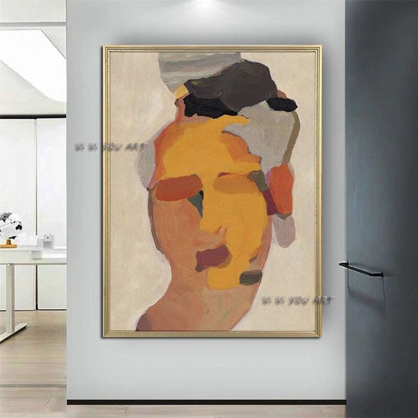 Abstract Human Face Art Real Hand Painted Texture Canvas Painting Artwork Abstract Figure Canvas Art