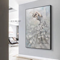 Hand Painted Abstract On Canvas Ballet Girl Minimalist Modern Wall Art Decorative