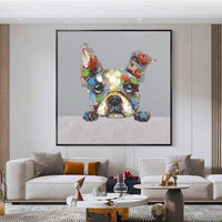 Hand Painted Cute Dog Canvas Oil Painting Home Animals Decor for Kids Room