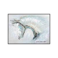 Artist Hand Painted High Quality Abstract White Horse on Canvas Abstract White Horse Painting