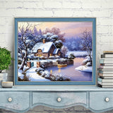 DIY Paint By Number House Winter Drawing On Canvas HandPainted Painting Art Gift DIY Painting By Numbers Snow Kits Home Decor