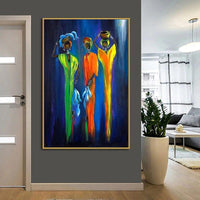 Hand Painted Impression Ethnic Style Three Women Abstract Decoration People Oil Painting Canvas Wall Art Room