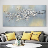 White Colors Hand Painted On Canvas Hand Painted knife Flower