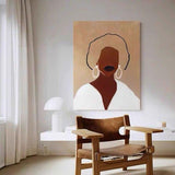 African Woman Portrait Painting With Round Earrings Modern Wall Canvas Of Character Art