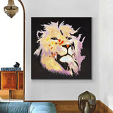 Art Hand Painted Lion Animal Oil Paintings on Canvas Modern Abstract Wall Art Kids Room Wall Decoration