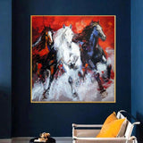 Running Horse Animal Hand Painted Abstract Blue Oil Painting for Room Wall Oil Painting on Canvas