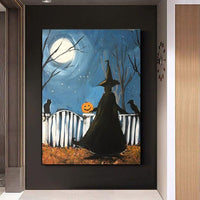 Hand Painted Oil Painting Halloween Pumpkin Abstract Canvas Wall Arts