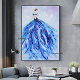 Hand Painted Oil Painting Art Modern Pretty Woman People Abstract On Canvas Wall Canvas Art