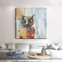 Hand Painted Animal Oil Painting On Canvas Modern Owl Abstract Wall Canvass