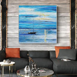 Hand Painted Oil Painting Wall Canvas Modern Retro Seascape Ship Abstract Artwork Room Decor