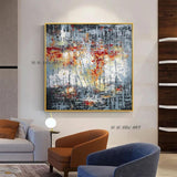 Abstract Many Kinds Colorful Rectangle Minimalist Hand Painted Wall Art On Canvas Modern Bedroom