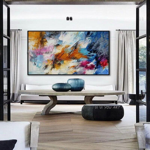 Bright Color Hand Painted Canvas Colorful Modern Contemporary Artwork Abstract