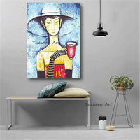 Hand Painted Oil Painting Figures Abstract Art Modern Canvas Wall Painting Wall