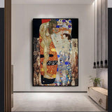 Hand Painted Canvas Scandinavian Gustav Klimt by The Three Ages of Woman Oil Painting