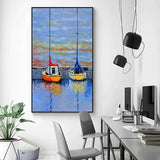 Hand Painted Oil Painting Modern Seascape Boat Abstract Art On Canvas