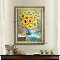 Wall Art Painting For Bedroom Abstract Sunflower Painting Hand Painted On Canvas Modern Plant