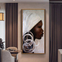 Hand Painted Abstract African Woman Portrait Oil Painting on Canvas Abstract African Woman