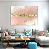 Hand Painted Oil Paintings Simple White Pink Gold Foil Abstract Canvas Modern Wall Art Canvas Office