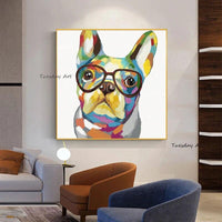 Graffiti Art Animals Wall Art Canvas Hand Painted Oil Painting Wall Art Abstract Colorful Dogs Decor
