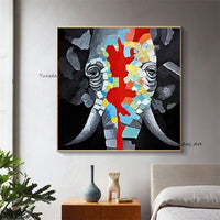 Modern Abstract Elephants Decorative Art Hand Painted Animals Oil Painting On Canvas